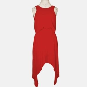 BCBGeneration Spice It Up Red Chiffon Shark Bite Hemline Dress Size 6